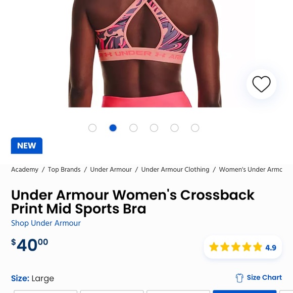 Under Armour Women's Crossback Print Mid Sports Bra - Picture 4 of 8